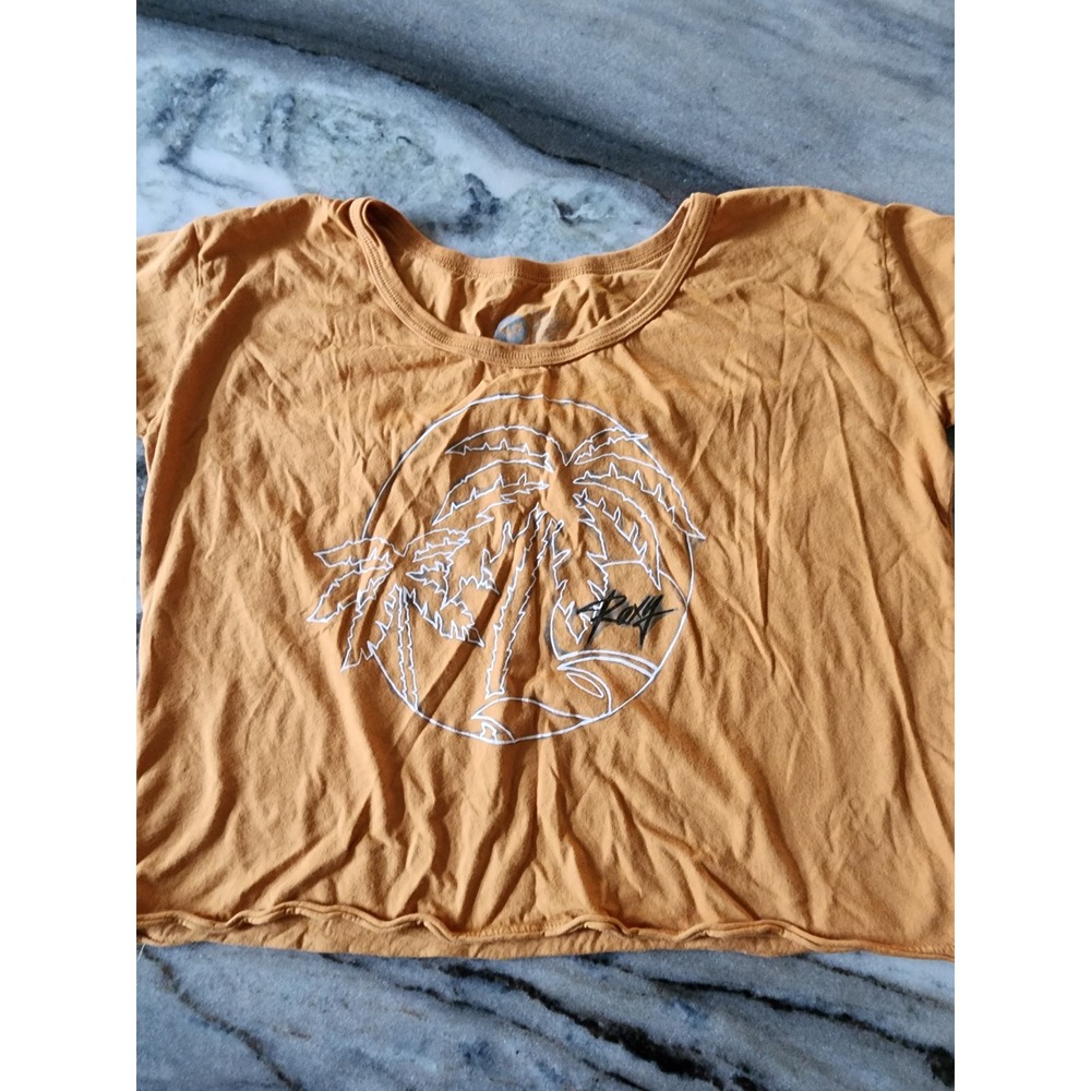 Roxy Womens Palm Tree Graphic Crop Top T-Shirt Size XS Boho Festival